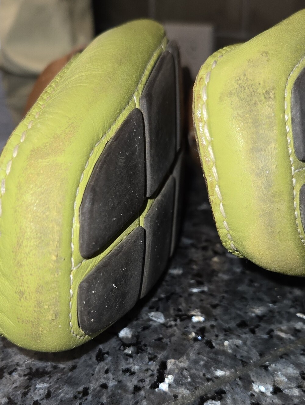 Rare Runway Style: Men's Prada Classic Leather Loafers (Lime Green/Tan) Size 11 - Picture 8 of 8
